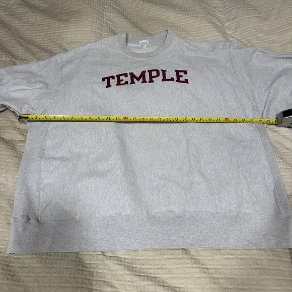 Champion Reverse Weave Temple University Crewneck Sweatshirt Light Gray 3XL - Picture 4 of 8